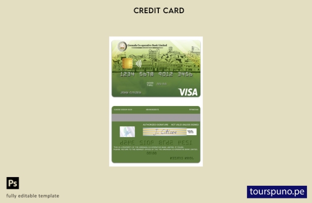 lista para imprimir plantilla de tarjeta de crédito clásica visa limitada del Gr